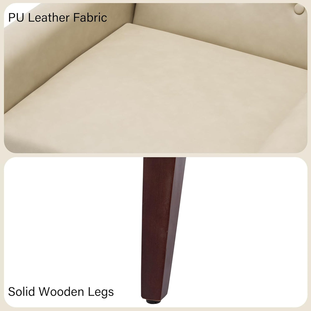 Accent Chair Set of 1, Mid-Century Modern PU Leather Chairs with Arms for Liv...