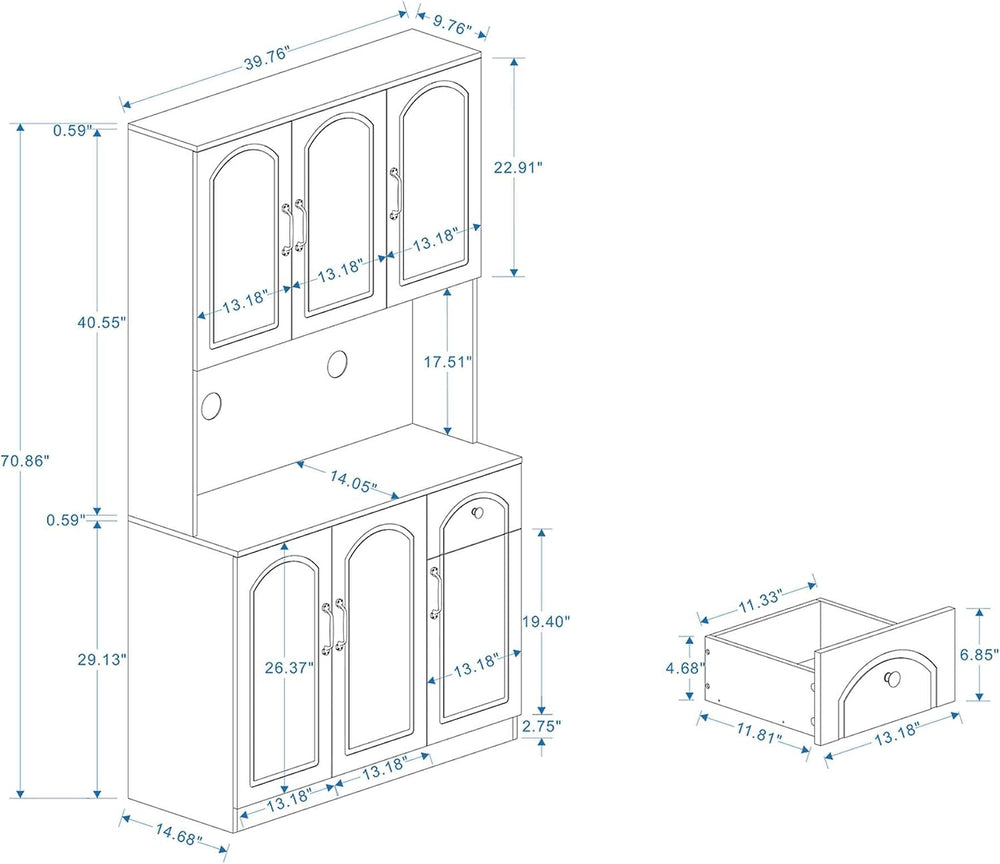 Kitchen Pantry Storage Hutch Cabinet, Tall Kitchen Cupboard & Stand Alone...