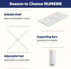 NUMENN Triple Column 5 Tier Bookshelf with 14 Adjustable Shelves, White | Metal Frame & Wood Shelves, Open Freestanding Storage Unit with Supporting Bars for Bedroom, Living Room and Home Office