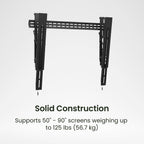 Kanto PT405 Pro Series Ultra Low-Profile Tilting TV Mount for 50” - 90” TVs | Razor-Thin 0.7” Profile | 125 lbs Capacity | Kickstand for Cable Access | Black