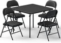 Folding Table and Chairs Set for 4, 36 Inch Foldable Card Table with Carrying Handle & 4 PU Leather Padded Folding Chairs, Portable Indoor Outdoor Dining Table Set for Picnic, Camping, RV, Game Night