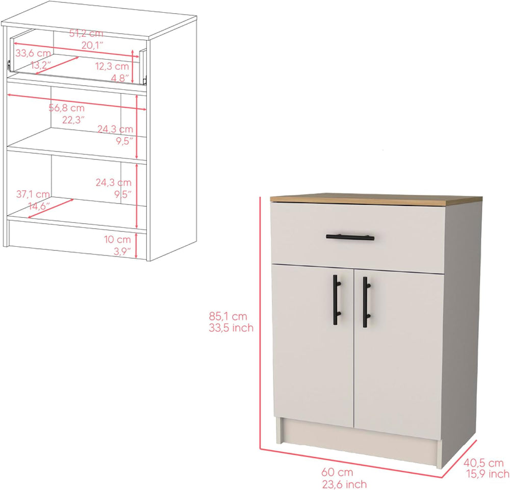 Pantry Cabinet Netal, Kitchen, Ivory/Natural Oak