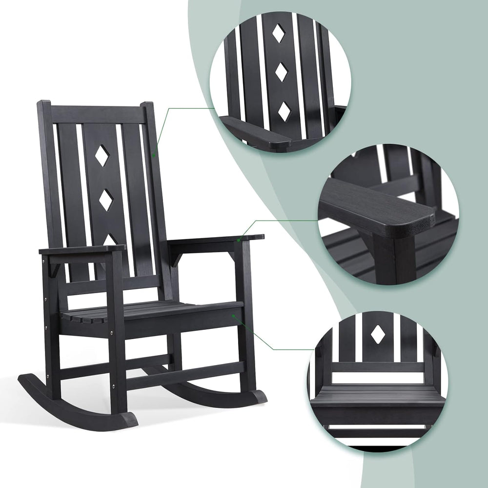 Outdoor Rocking Chair, Oversized Rocking Chair for Adults, All Weather Resist...