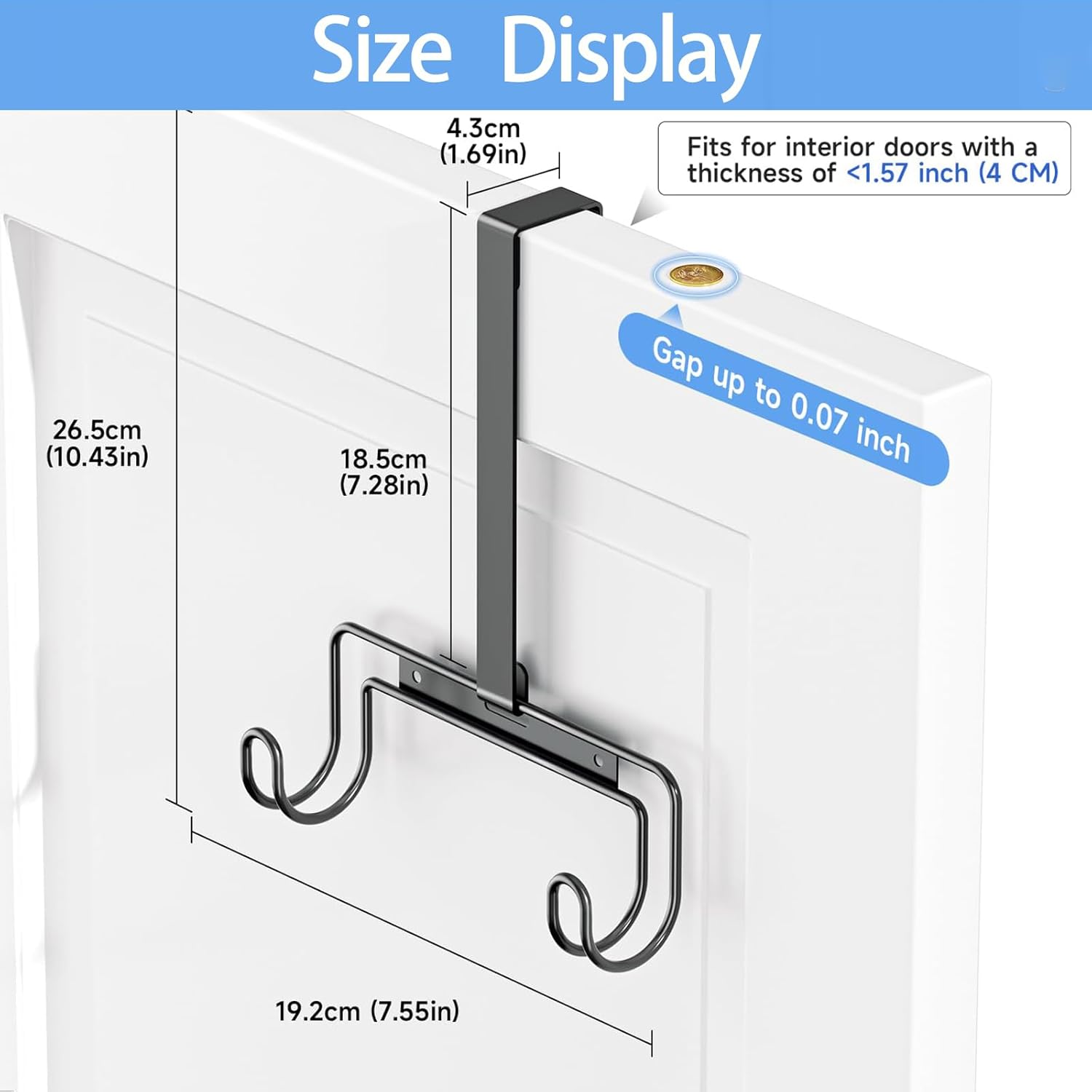 Ironing Board Hanger - Over-The-Door & Wall-Mounted Ironing Board Holder,Removable Hook,Durable Metal Organizer Rack for Y & T-Shaped Boards (Silver)