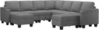 Belffin Modular Sectional Sofa Couch with Storage U Shape Convertible Corner Couches for Living Room Light Grey Couch