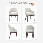 Wooden Dining Chairs Set of 6, Modern Fabric Upholstered Dining Room Chair, Kitchen Side Chairs, Farmhouse Dinner Chair with Open Back for Kitchen, Beige