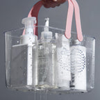 Plastic Storage Basket with Handle Portable Shower Caddy for Bathroom and Dorm Transparent Whale Design Large Capacity Organizer for Shampoo Shower Gel and Cleaning Supplies