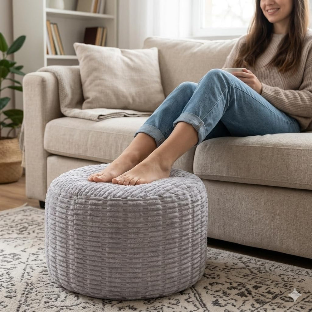 Butai Pouf Ottoman, Round, Foam Filled, Modern Style, Foot Rest for Living Room