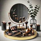 Black Vanity Tray Round Bathroom Decorative Tray for Dresser Countertop Organizer Cosmetics Round Marble Tray for Perfume,Bottles and Accessories