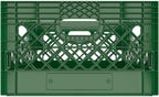 Heavy Duty Plastic Storage Milk Crates, Stackable Utility Organizer Bins, 19x11x13 Inches, 6 Pack, Made in USA, 24 Qt/6 Gallon Capacity (Green)