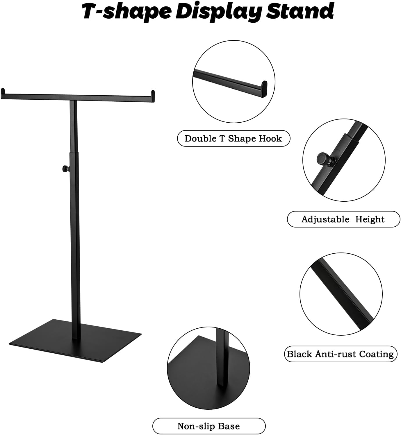 Purse Display Stand, Black 2PCS Jewelry Tower Stainless Steel Handbag Stand Jewelry Stands Tabletop for Necklaces Organizer Stand Adjustable Height Home Store Boutique