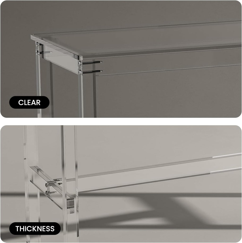 Sumerflos Acrylic Counter Height Table - 39" Clear Bar Table Rectangular High Top Pub Table Kitchen & Dining & Living Room, Indoor & Outdoor Sturdy and Durable, Easy to Assmble