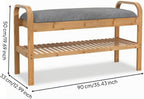 Children Footstool Organizer Bench with Upholstered Seat and Bamboo Shoe Rack Sturdy Build with Straight Legs Rounded Handles for Easy Carry Suitable for entryway Nursery Living Room Hallway