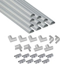 D-Line 157in Cord Cover Kit, Self-Adhesive Wire Hiders, Cable Raceway to Hide Wires on Wall, Electrical Cable Management - 10x 15.7 Lengths & 19 Accessories - 1.18" (W) x 0.59" (H) - Gray