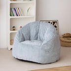 N&V Large Shell Bean Bag Chair, Adult Size Bean Bag Sack, Foam Filling, Includes Removable and Machine Washable Cover, 40in, Soft Faux Fur, Grey