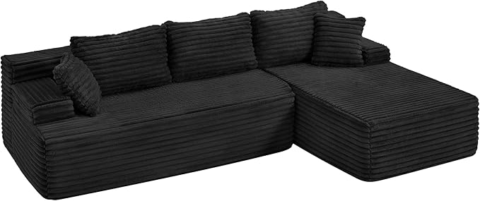 Hobestluk Modular Sectional Sofa Couches L-Shape Couch 3 Seat Modular Sofa Memory Foam Sectional Couches for Living Room, Cloud Couch with Oversized Chaise (Right Facing)