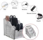 VERGOODR 3 Slot Rustic Wooden Remote Control Frame Media Organizer, Office Supply Storage Rack,Pen storage box (Grey)