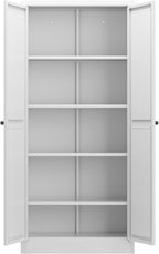 61" Tall Metal Kitchen Pantry Cabinet with 2 Doors & Adjustable Shelves, Heavy-Duty Freestanding Storage Credenza Organizer Utility Cupboard for Pantry, Kitchen, Bathroom,White