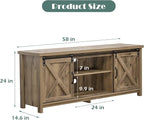 GAZHOME Farmhouse TV Stand with Sliding Barn Doors, Media Entertainment Center Console Table for TVs up to 65”,2-Tier Large Storage Cabinets,Rustic TV Stand for Living Room Bedroom,Light Grey