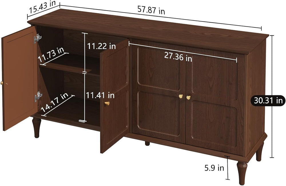 ARTPOWER 58'' Mid-Century Modern Sideboard Buffet Cabinet with Storage
