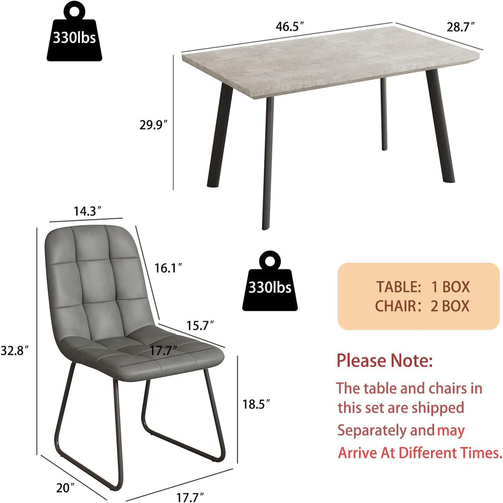 ZckyCine 46.5" Modern Grey Dining Table Set for Small Spaces, 5-Piece Se...