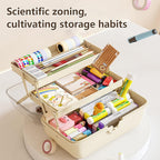 Cute Hair Accessories Organizer 3-Layers Kids Jewelry Storage Box Plastic Hair Accessories holder for Girls (Brown-Bear)