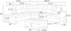 L-Shaped Sectional Sofa with Ottoman, Right-Facing Leather Modern Couch with Cup Holder for Living Room, Bedroom, Office, Glistening White