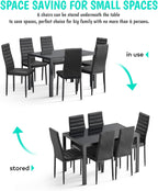 Gizoon Glass Dining Table Sets for 6, 7 Piece Kitchen Table and Chairs Set for 6 Person, PU Leather Modern Dining Room Sets for Home, Kitchen, Living Room