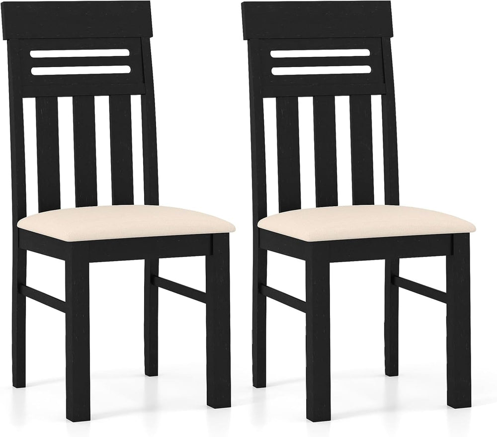 Giantex Wooden Dining Chairs Set of 2, High Back Black Dining Room Chairs wit...