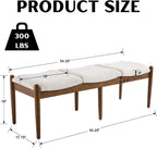 RIVOVA 54.25" Modern Ottoman Bench Upholstered Sherpa Bedroom End of Bed Bench Boho Bench Long Seating Bench Entryway Stool with Wood Legs for Living Room/Foyer, Beige