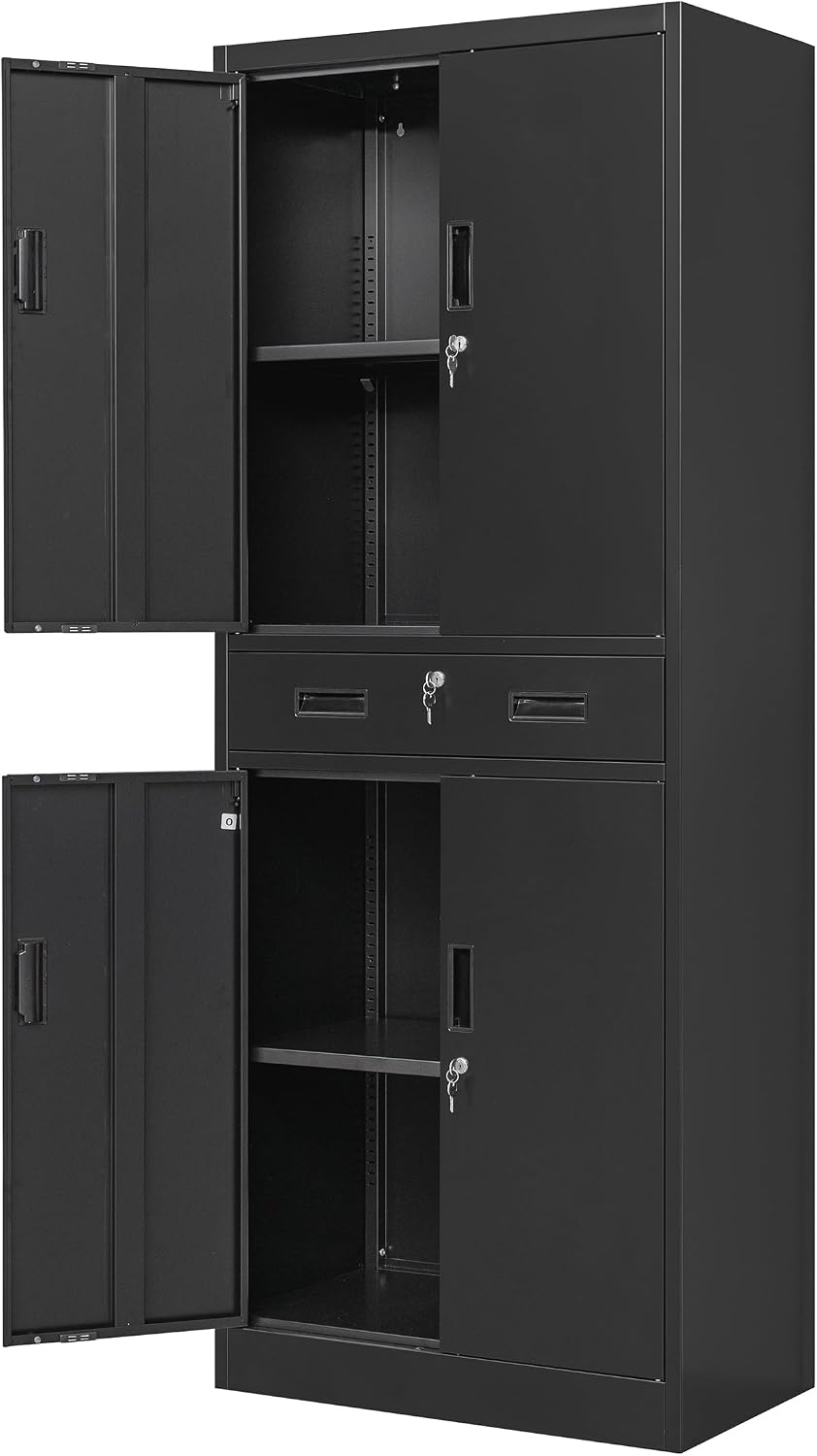 Wanfu Metal Storage Cabinet, 71" H x 28" W x 16" D Locking Sto...