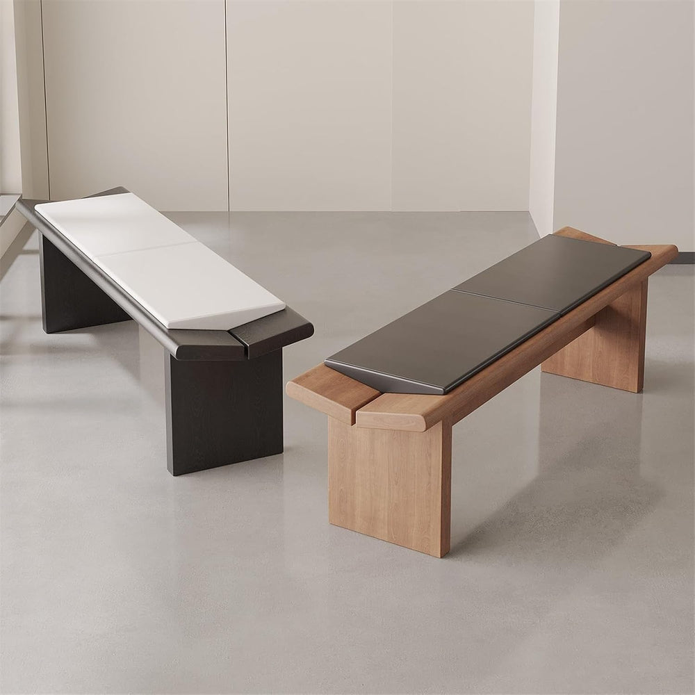 Modern Wooden Long Shoe-Changing Bench for Bedroom Dressing Room Leather Bed ...