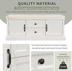 42″ Storage Bench with 2 Drawers and 2 Cabinets，Multipurpose Entryway Shoe Rack W/Removable Cushion，for Living Room Hallway Porch,White