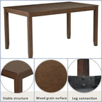 Dining Table Set for 5, 6-Piece Kitchen Table & Chairs Set with Rectangular Table, Bench & 4 Upholstered Chairs, 58'' Dinner Set with Rubber Wood Legs & Curved Backrest for Kitchen, Walnut