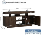 HOMMPA LED TV Stand for 55/50/43/40/32 Inch Modern Entertainment Center With Power Outlets, Gaming Consoles Storage, Media Table With LED Lights, Game Cabinet for Living Room Walnut