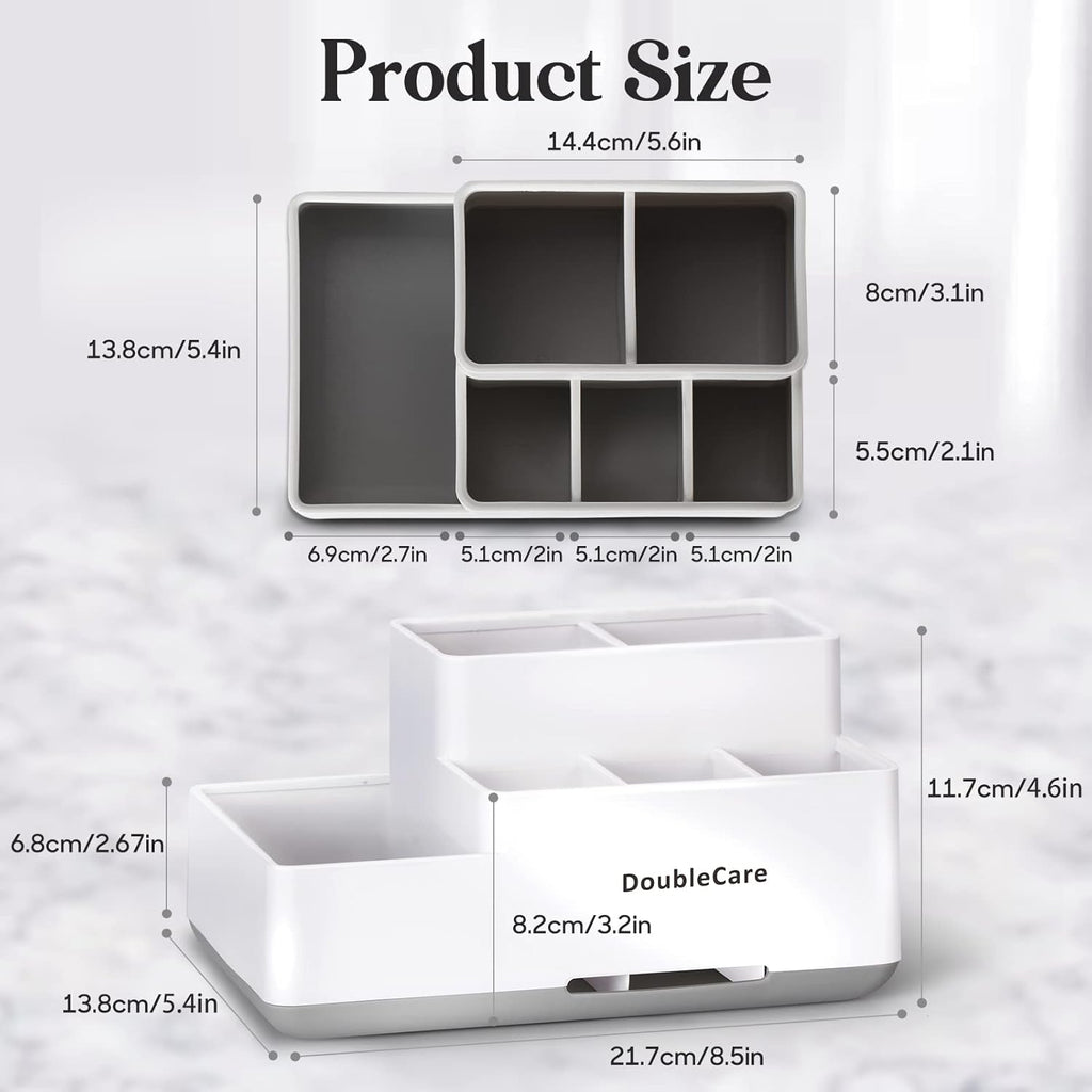 Toothbrush Holder with Anti-Slip, Bathroom Organizer Countertop Detachable for Easy Cleaning, Multifunctional Storage, Bathroom Caddy for Toothpaste, Shaver,Great for Home, Vanity Organizer, Office