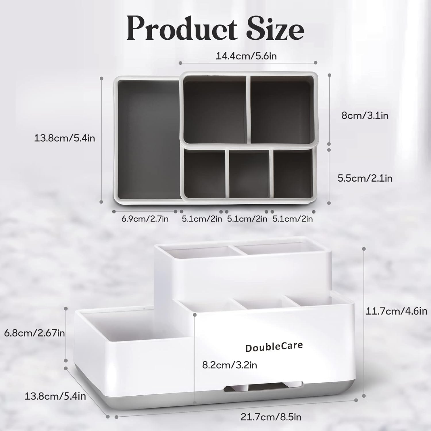 Toothbrush Holder with Anti-Slip, Bathroom Organizer Countertop Detachable for Easy Cleaning, Multifunctional Storage, Bathroom Caddy for Toothpaste, Shaver,Great for Home, Vanity Organizer, Office
