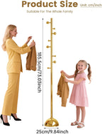 Metal Freestanding Coat Tree with 8 Hooks, Sturdy Coat Rack Stand with Sturdy Base for Clothes/Hats/Bags/Scarves, Coat Rack for Bedroom, Office, Living Room, Entryway, Heavy Duty Base, Gold