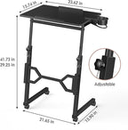 Small Standing Desk with Wheels, Portable Treadmill Desk, Rolling Desk Adjustable Height for Laptop, Mobile Standing Table for Walking Pad, Bedside Table
