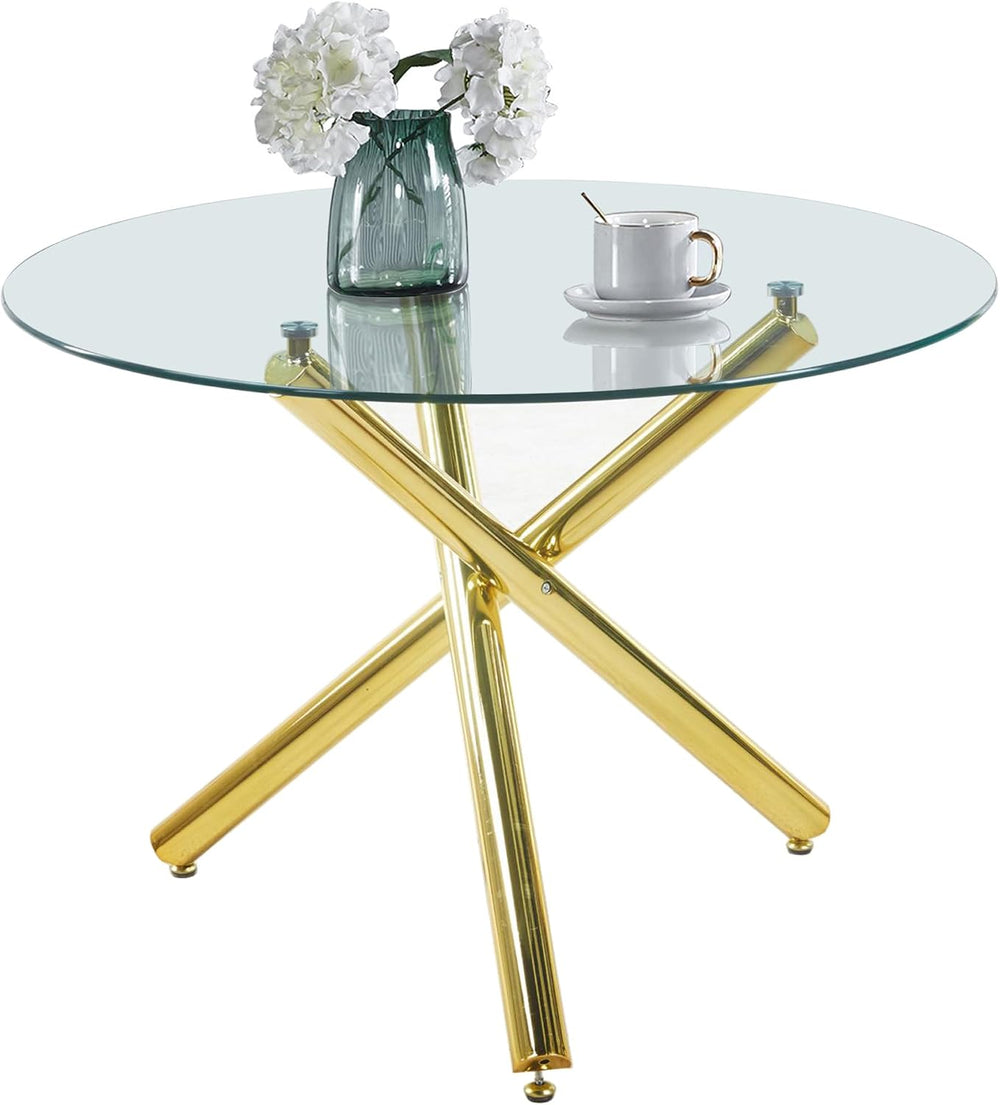 Modern Dining Room Table for 4 People, 36" Round Dining Table with Gold ...