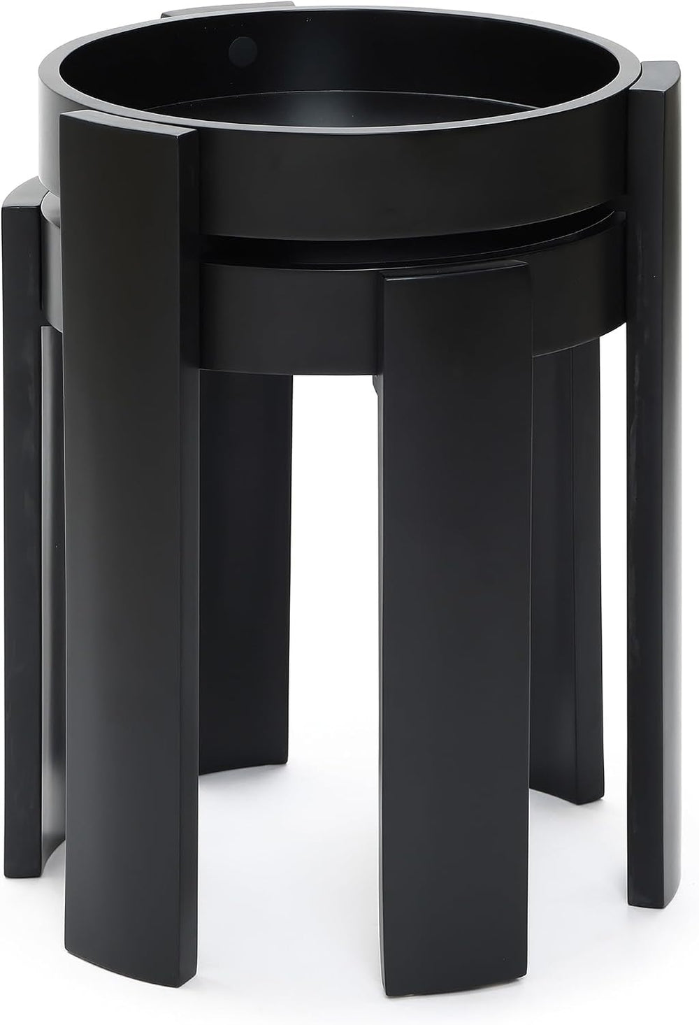 LuxenHome Set of 2 Black Nesting Tables, Space Saving Modern Round Side Table...