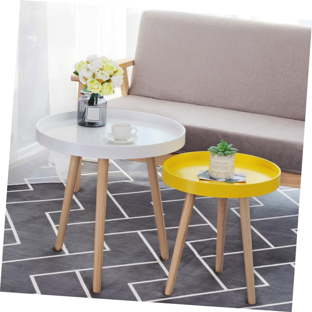 Homoyoyo Nordic Style Small Round Side Table White Mini Sofa End Table for Li...