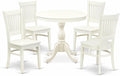 East West Furniture AMVA5-LWH-W 5 Piece Kitchen Table & Chairs Set Includes a Round Dining Room Table with Pedestal and 4 Dining Chairs, 36x36 Inch, Linen White