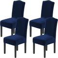 H.VERSAILTEX Velvet Dining Chair Covers Stretch Chair Covers for Dining Room Set of 4 Parson Chair Slipcovers Chair Protectors Covers Dining, Soft Thick Solid Velvet Fabric Washable, Navy