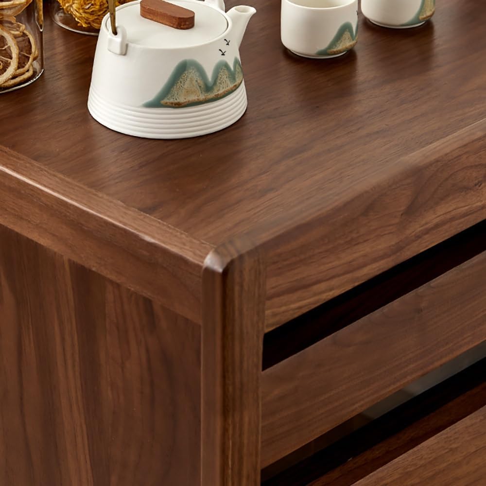 ENGENDER Couch Side Table 78x41x69cm Walnut Home Sofa Side Cabinet, Living Ro...