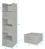 MAX Houser 6 Tier Shelf Hanging Closet Organizer, Closet Hanging Shelf with 2 Sturdy Hooks for Storage, Foldable (Light Grey-D3)