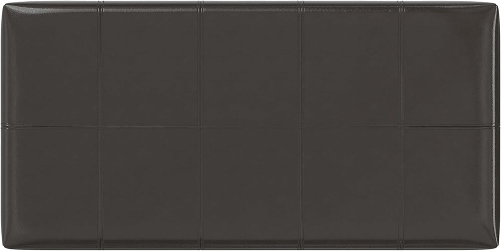 SIMPLIHOME Dover 36" Wide Vegan Leather Storage Ottoman in Tanners Brown...