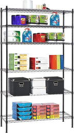 Meet perfect 6-Tier Wire Shelving Unit, 72" H x 42" W x 16" D Heavy Duty Metal Storage Shelves, 1500LBS Total Weight Capacity Adjustable Standing Shelf Rack with Leveling Feet