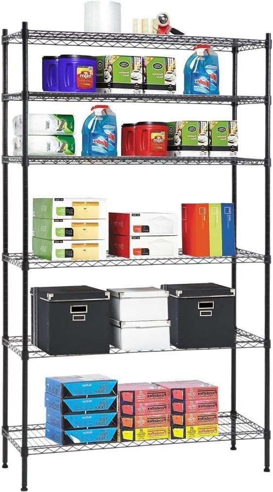 Meet perfect 6-Tier Wire Shelving Unit, 72" H x 42" W x 16" D Heavy Duty Metal Storage Shelves, 1500LBS Total Weight Capacity Adjustable Standing Shelf Rack with Leveling Feet