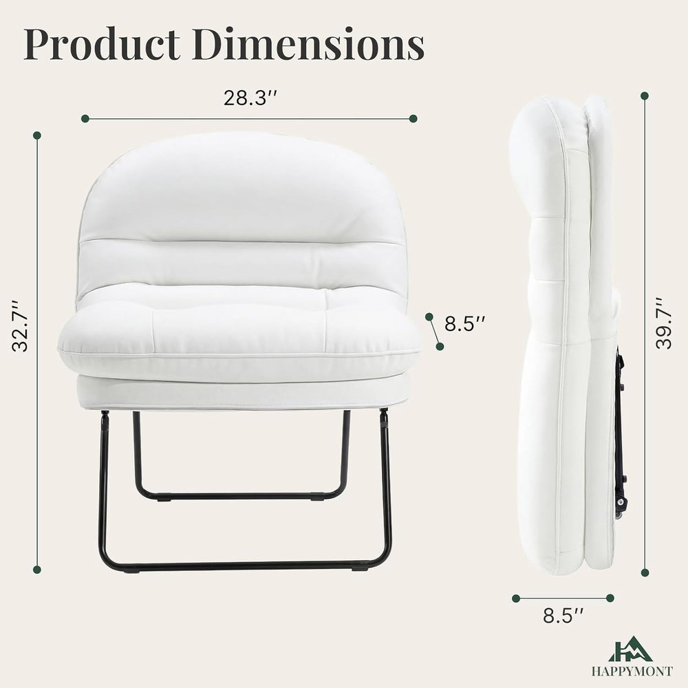Saucer Chair, Small Foldable Floor Chair, PU Leather | Folding Adjustable Bac...